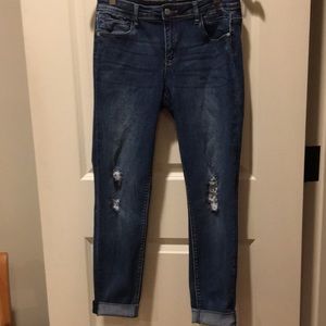 Tractr Blu distressed cuffed/raw hem stretchy jeans women’s size 28